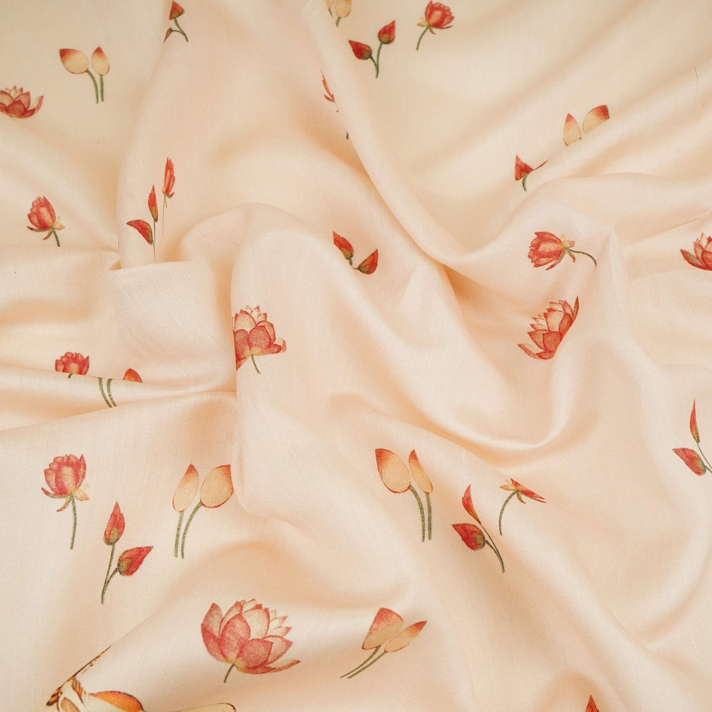 Off White Pichwai With Border Chiniya Silk Fabric CW-32578