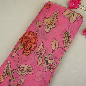 Pink Floral Cutdana Embroidery Organza Fabric VF-30625 - TradeUNO