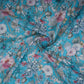 Sky Blue Floral Print Cotton Linen Fabric RT-30961