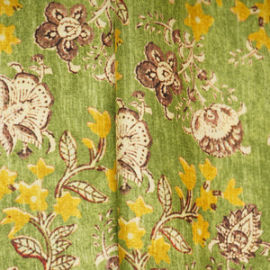 Green Yellow Floral Print Bemberg Gajji Silk