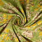 Green Yellow Floral Print Bemberg Gajji Silk