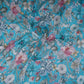 Sky Blue Floral Print Cotton Linen Fabric RT-30961