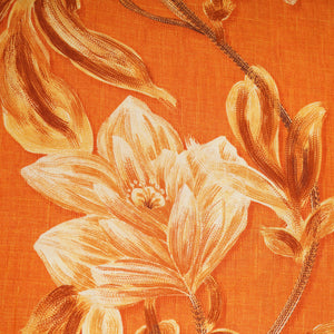 Orange Tropical Print Gaji Silk