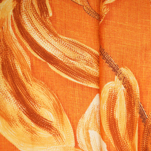 Orange Tropical Print Gaji Silk