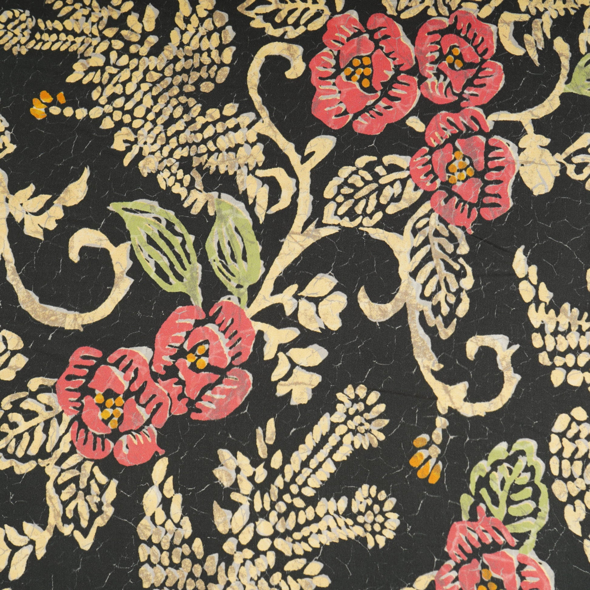 Black Batik Print Modal Satin Fabric
