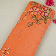 Peach Floral Cutdana Embroidery Organza Fabric VF-30624