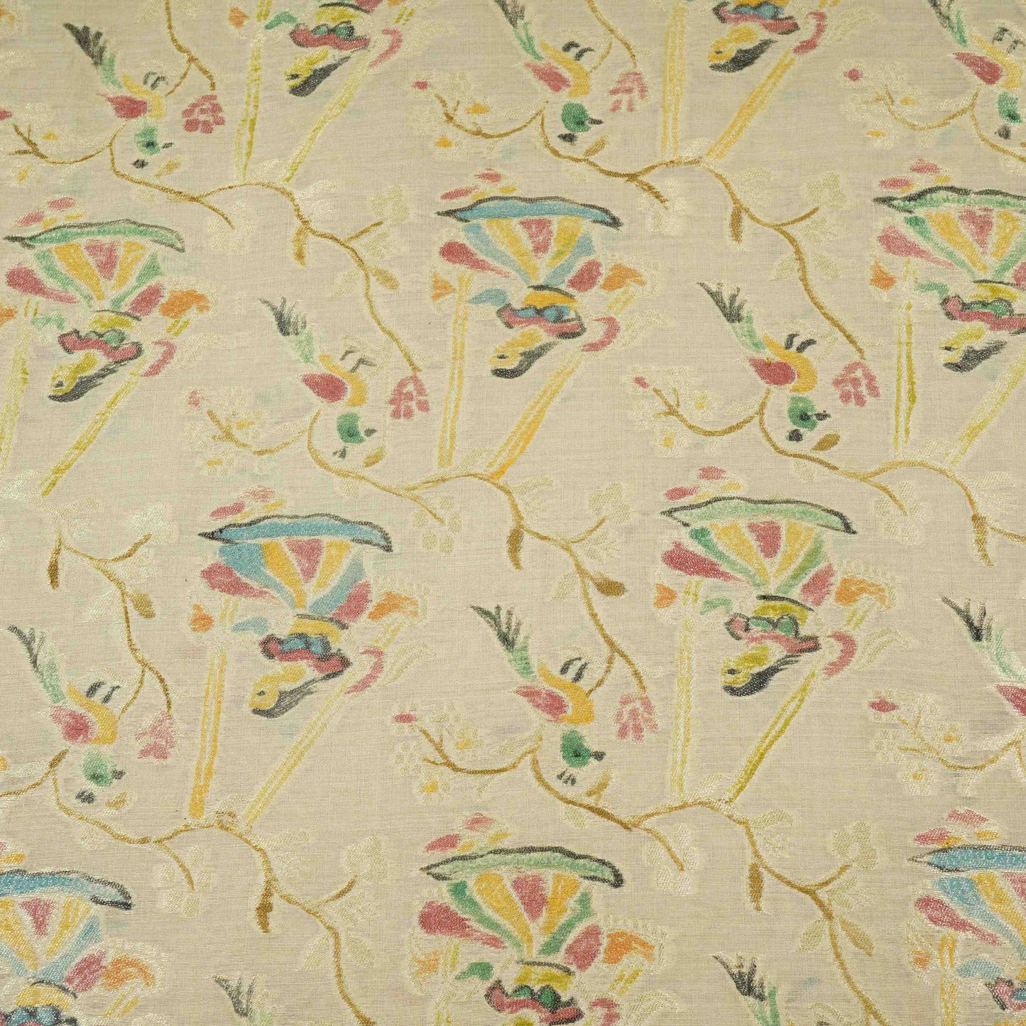Off White Hand Painted Madhubani Weaving Munga Silk Fabric CW-32579