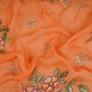 Peach Floral Cutdana Embroidery Organza Fabric VF-30624