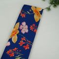 Royal Blue Floral Print Natural Crepe Fabric SC-34517
