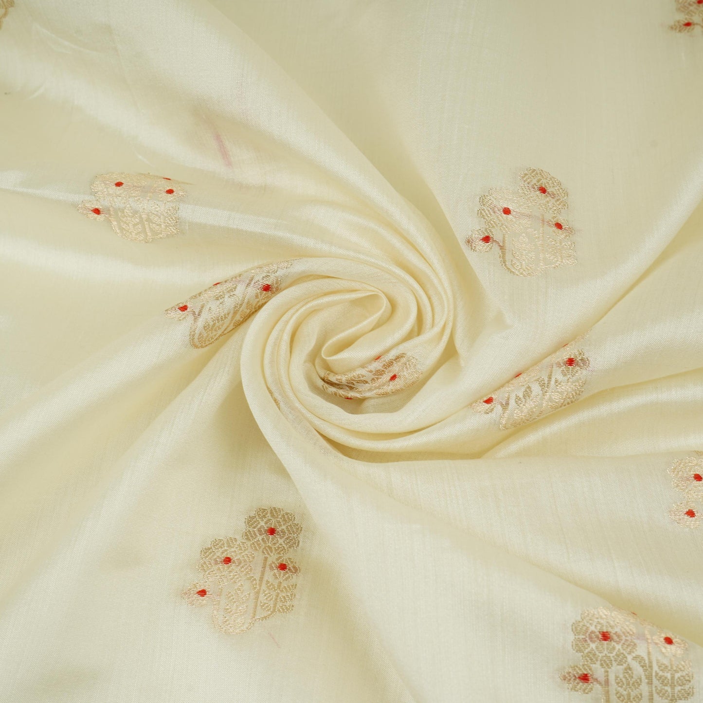 Off White Dyeable Floral Buta Chiniya Silk Fabric CW-32588