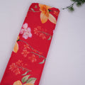 Cherry Red Floral Print Natural Crepe Fabric SC-34515