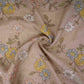 Light Brown floral embroidery Pure Cotton Linen Fabric VI-30993
