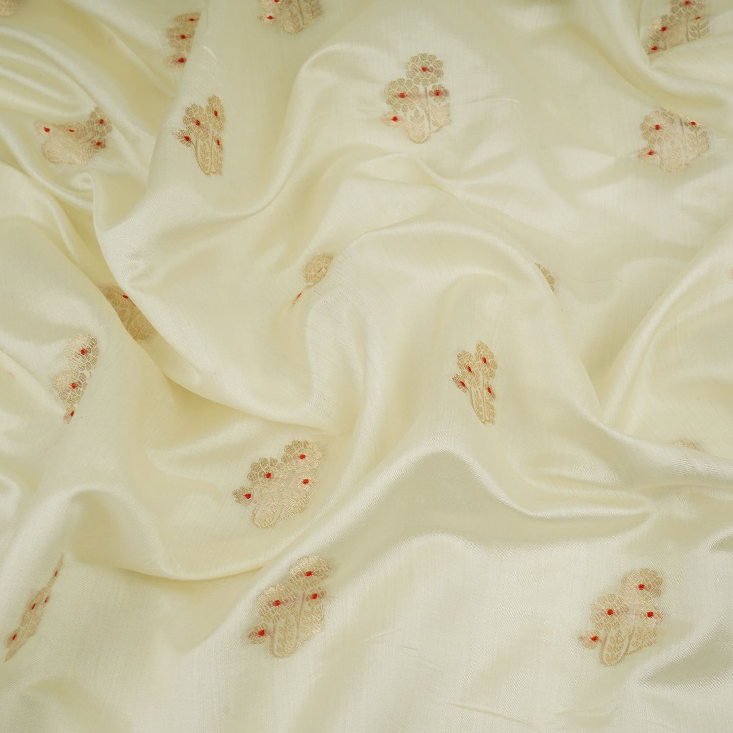 Off White Dyeable Floral Buta Chiniya Silk Fabric CW-32588