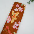 Mustard Floral Print Natural Crepe Fabric SC-34514