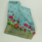 Blue Pichwai With Border Chiniya Silk Fabric CW-32575
