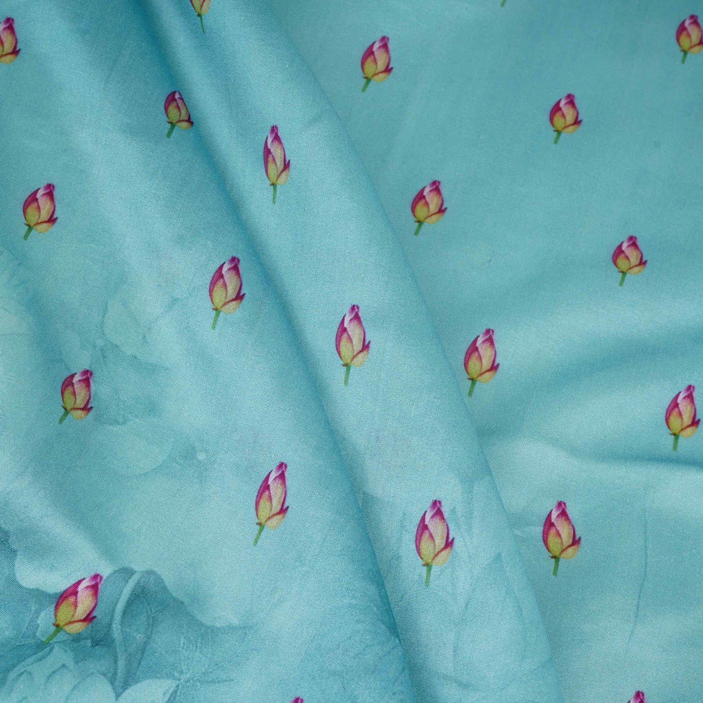 Blue Pichwai With Border Chiniya Silk Fabric CW-32575