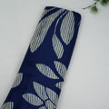 Navy Blue Floral Print Natural Crepe Fabric SC-34521