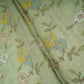 Pista Green floral embroidery Pure Cotton Linen Fabric VI-30994