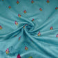 Blue Pichwai With Border Chiniya Silk Fabric CW-32575