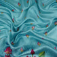Blue Pichwai With Border Chiniya Silk Fabric CW-32575