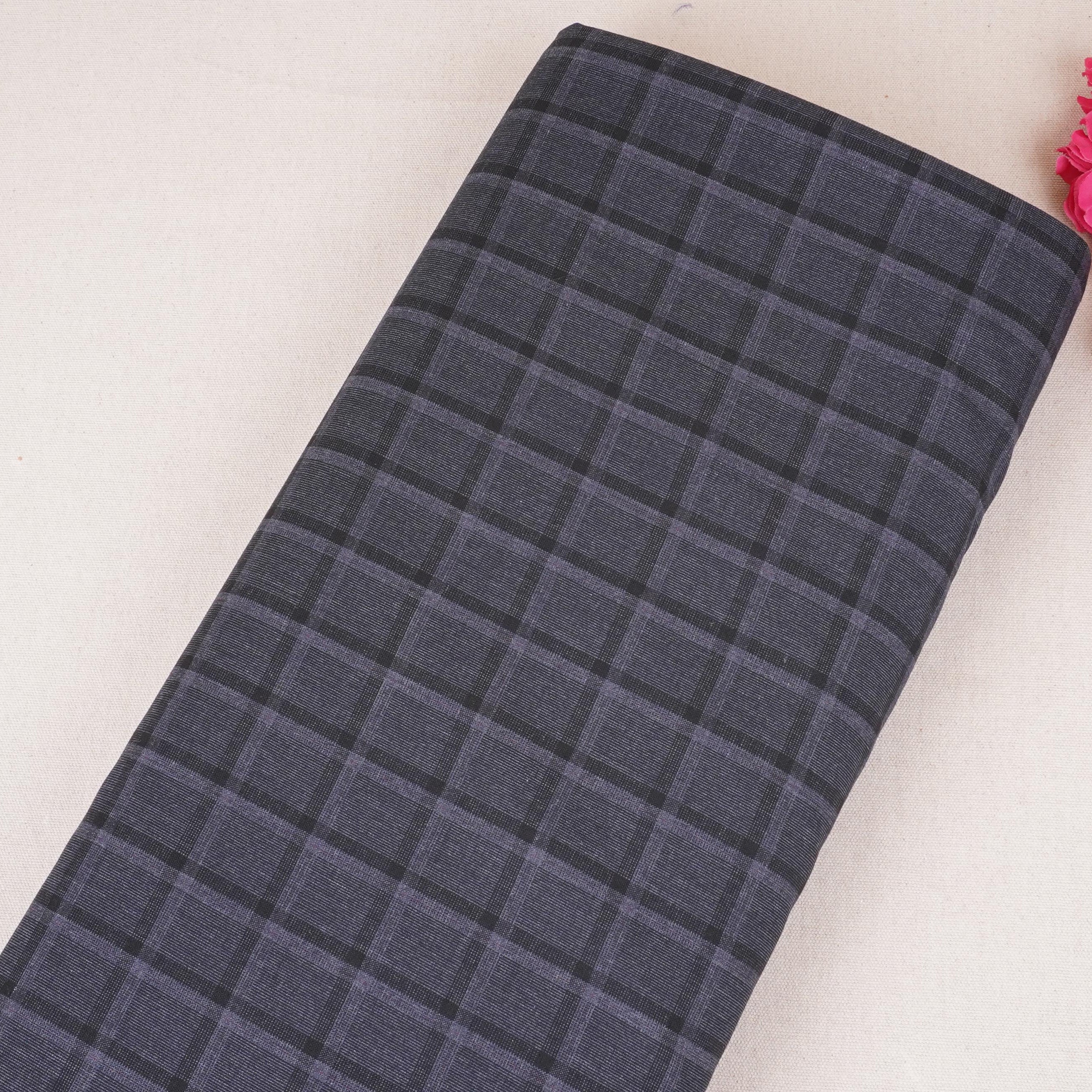 Baby Purple Check Print Suiting Fabric MF-29412 - TradeUNO