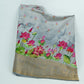 Grey Pichwai With Border Chiniya Silk Fabric CW-32576