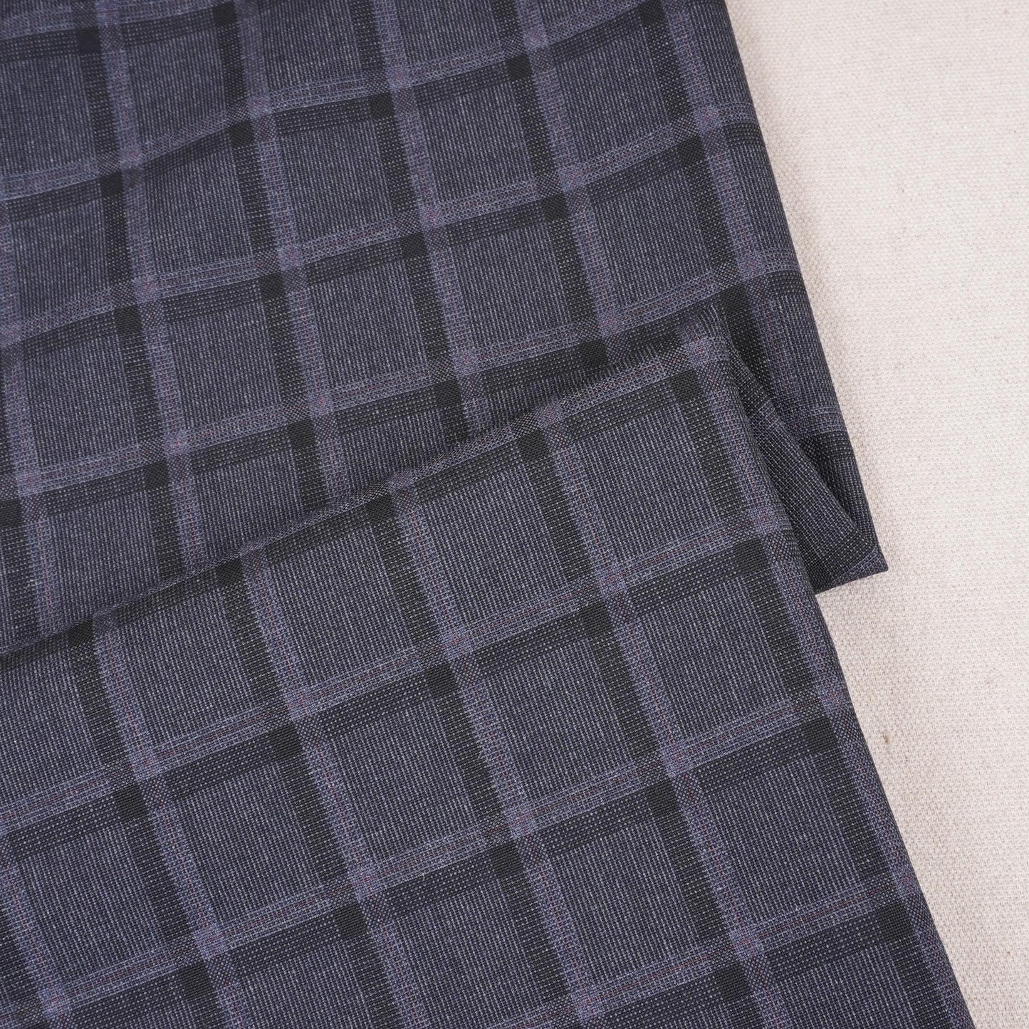 Baby Purple Check Print Suiting Fabric MF-29412