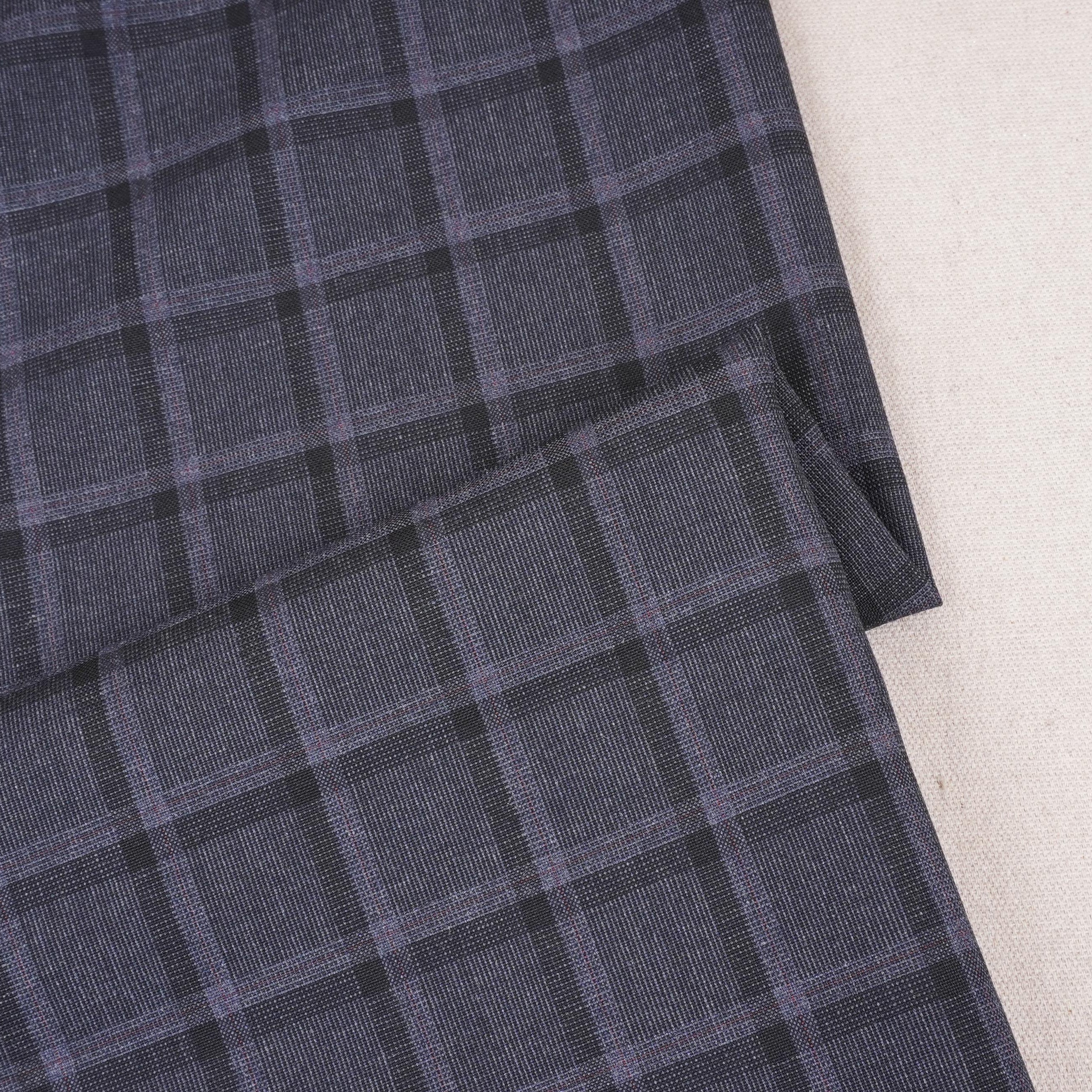Baby Purple Check Print Suiting Fabric MF-29412 - TradeUNO