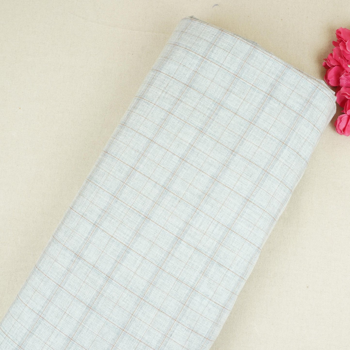 Light Grey Check Print Suiting Fabric MF-29415