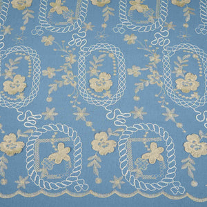 Lavender 3D Embroidery Moss Crepe Cotton Fabric CF-30480 - TradeUNO