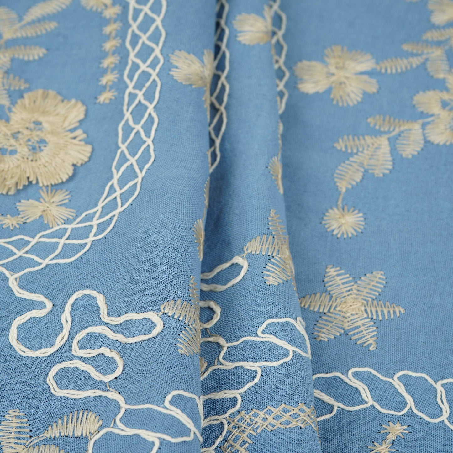 Lavender 3D Embroidery Moss Crepe Cotton Fabric CF-30480