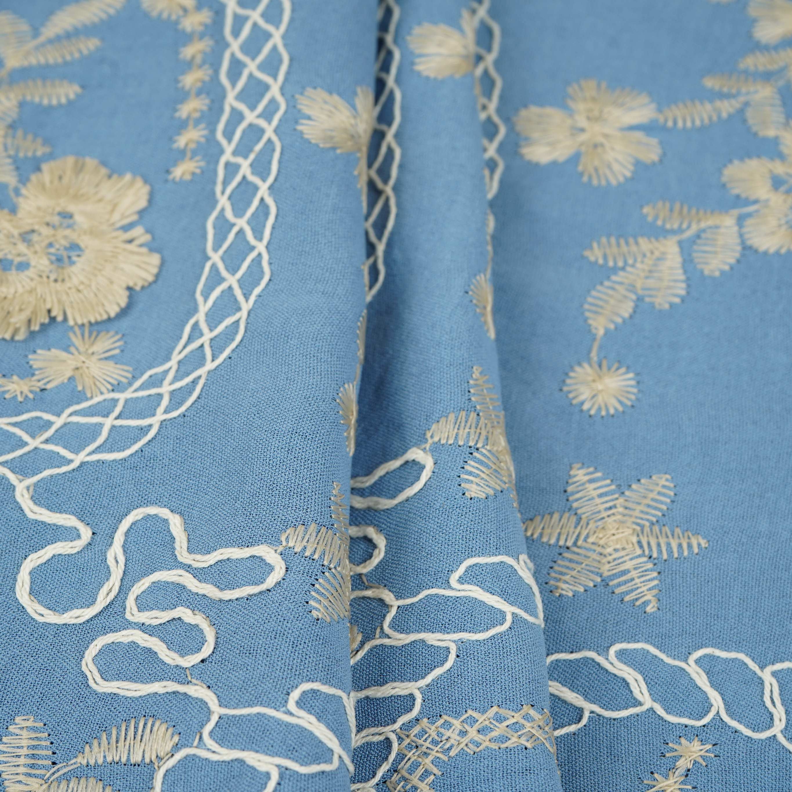 Lavender 3D Embroidery Moss Crepe Cotton Fabric CF-30480 - TradeUNO