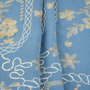 Lavender 3D Embroidery Moss Crepe Cotton Fabric CF-30480 - TradeUNO