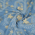 Lavender 3D Embroidery Moss Crepe Cotton Fabric CF-30480