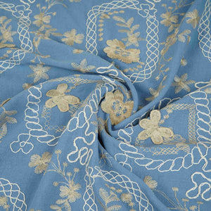 Lavender 3D Embroidery Moss Crepe Cotton Fabric CF-30480 - TradeUNO