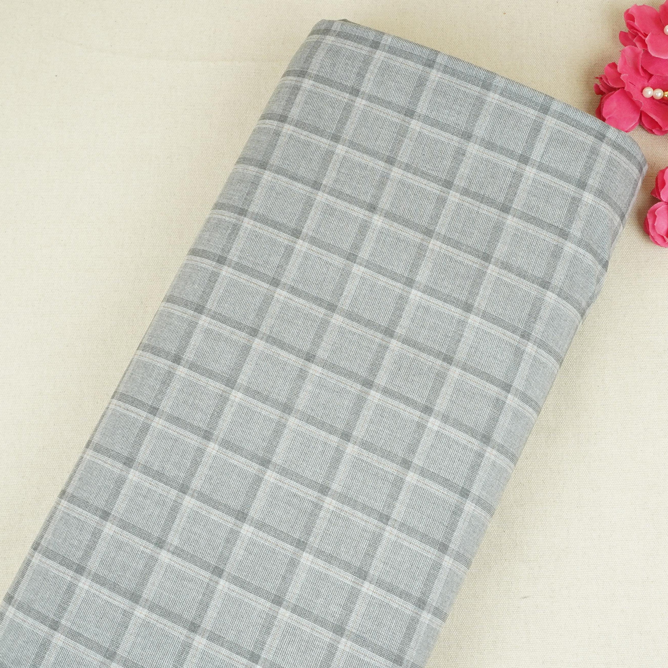 Grey Check Print Suiting Fabric MF-29411 - TradeUNO