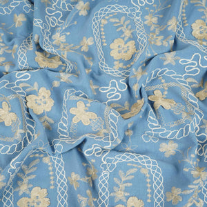 Lavender 3D Embroidery Moss Crepe Cotton Fabric CF-30480 - TradeUNO