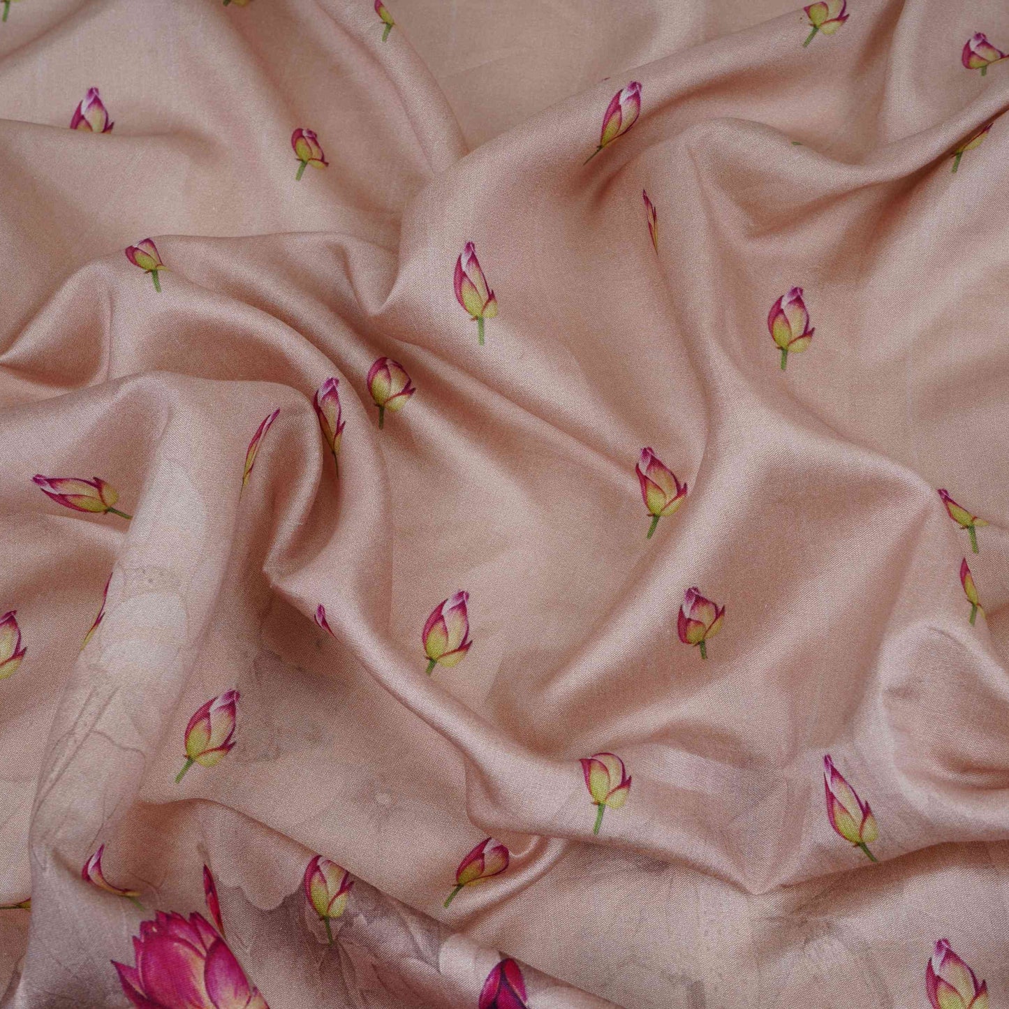Dusty Lilac Pichwai With Border Chiniya Silk Fabric CW-32574