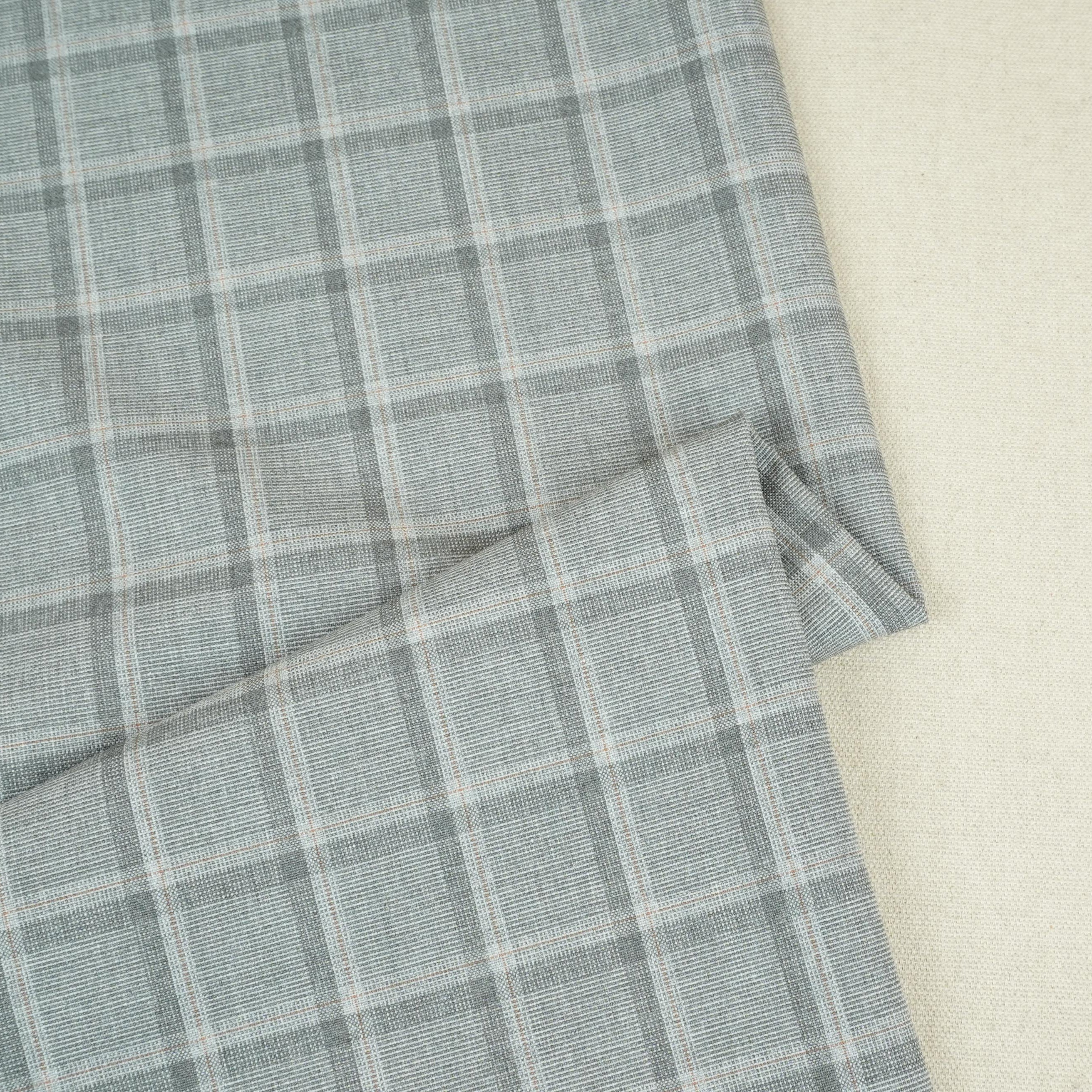 Grey Check Print Suiting Fabric MF-29411 - TradeUNO