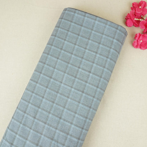 Light Blue Check Print Suiting Fabric MF-29410