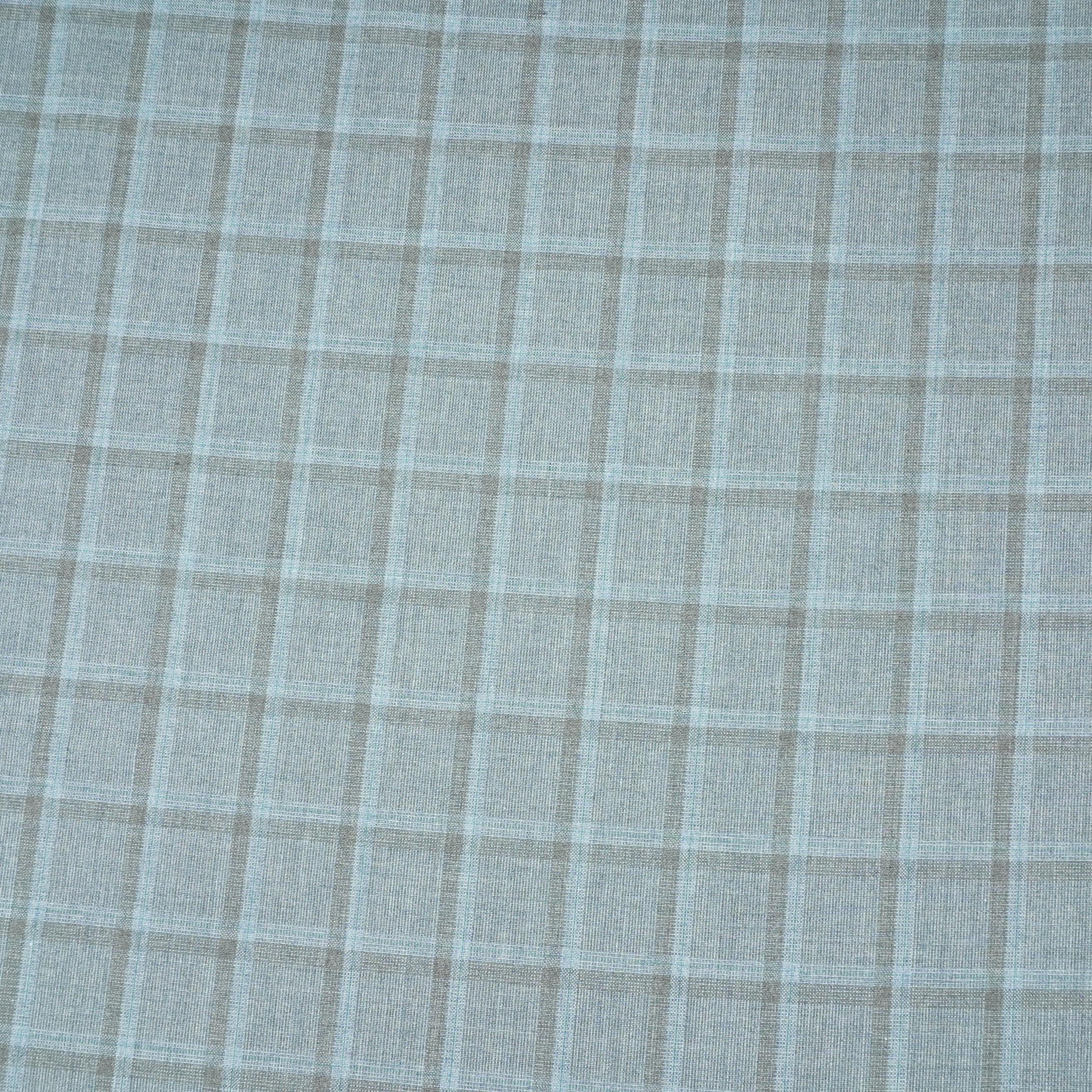 Light Blue Check Print Suiting Fabric MF-29410 - TradeUNO