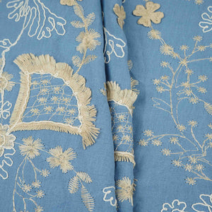 Lavender 3D Floral Embroidery Moss Crepe Fabric CF-30479 - TradeUNO