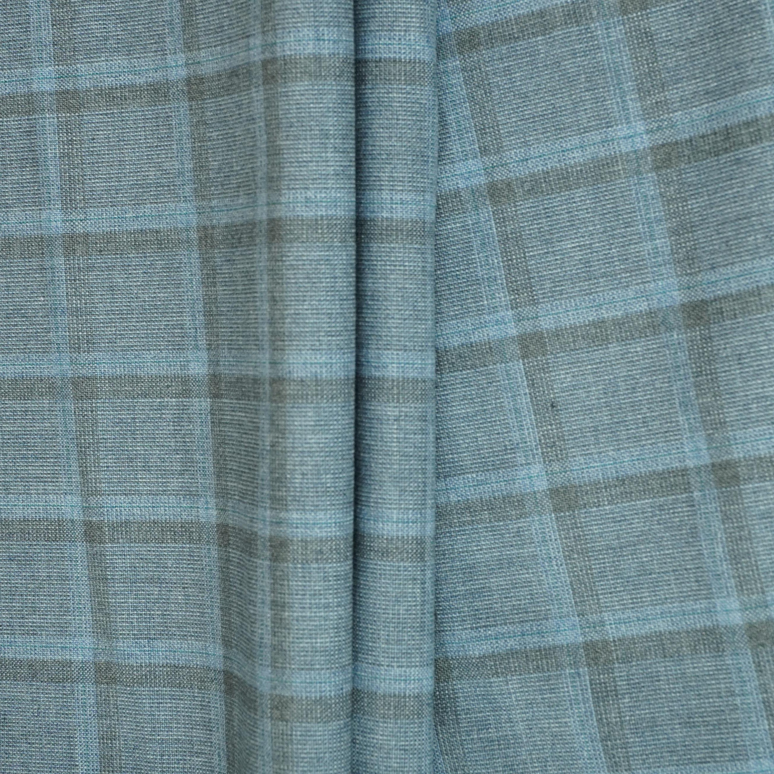Light Blue Check Print Suiting Fabric MF-29410 - TradeUNO