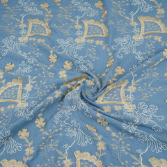 Lavender 3D Floral Embroidery Moss Crepe Fabric CF-30479