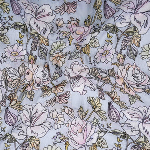 Power Blue floral thread embroidery Pure Cotton Chanderi Fabric VI-31006 - TradeUNO