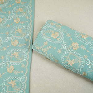 Teal Green 3D Embroidery Moss Crepe Fabric CF-30484 - TradeUNO