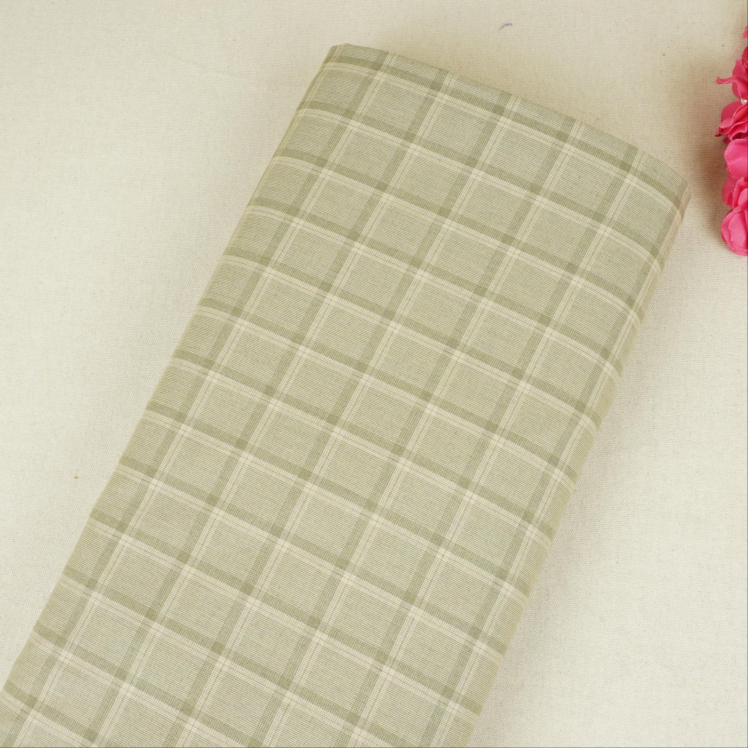 Beige Check Print Suiting Fabric MF-29414 - TradeUNO
