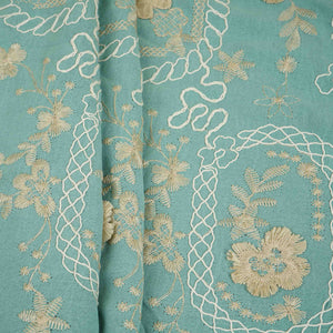 Teal Green 3D Embroidery Moss Crepe Fabric CF-30484 - TradeUNO