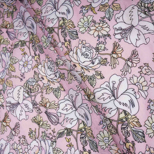 Dusty Pink floral thread embroidery Pure Cotton Chanderi Fabric VI-31009 - TradeUNO