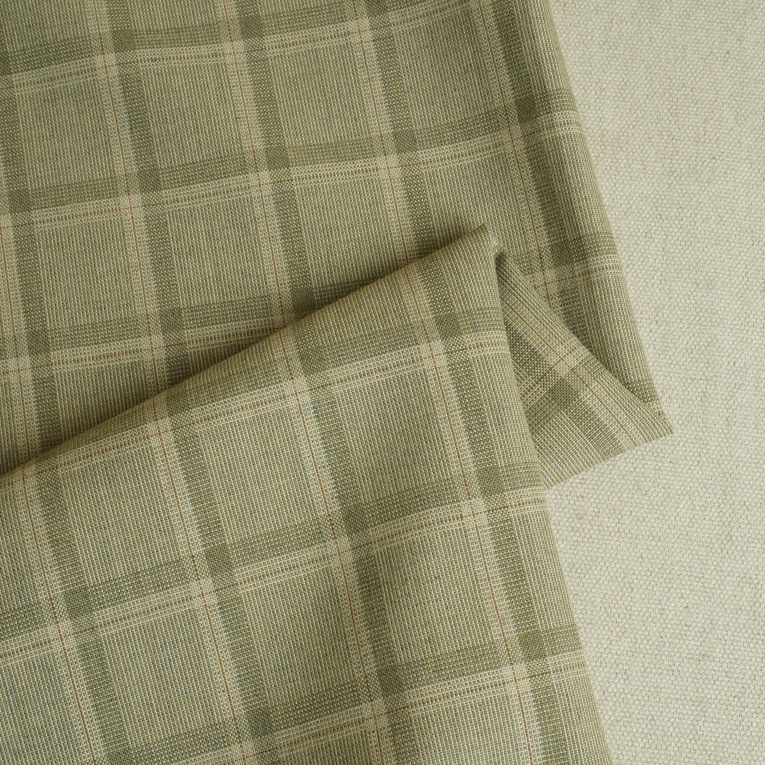 Beige Check Print Suiting Fabric MF-29414 - TradeUNO